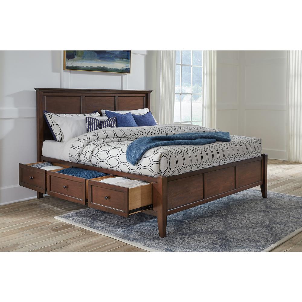 Westlake King Storage Bed, Cherry Brown Finish. Picture 1