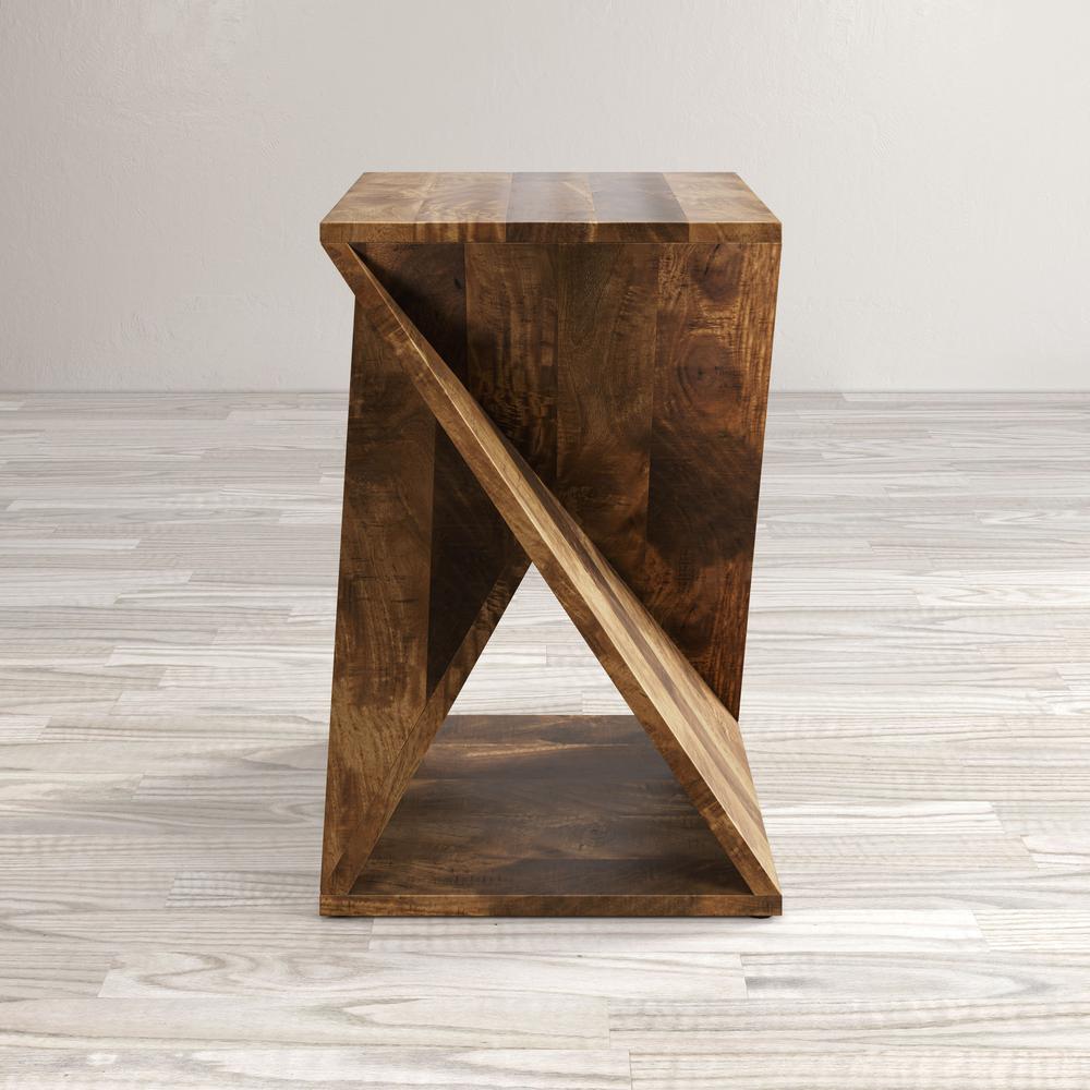 Solid Mango Hardwood Modern Angled Jasper Table. Picture 9