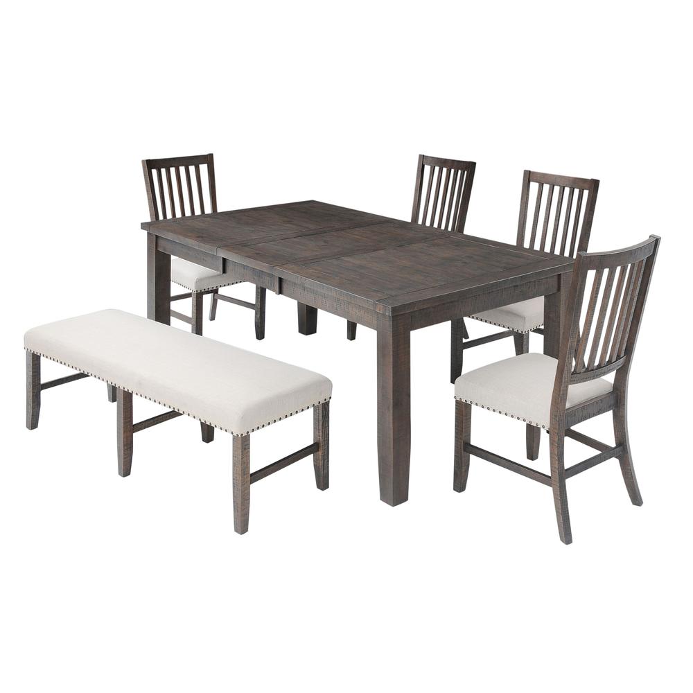Rustic Distressed 78" Six-Piece Dining Set with Bench. Picture 2