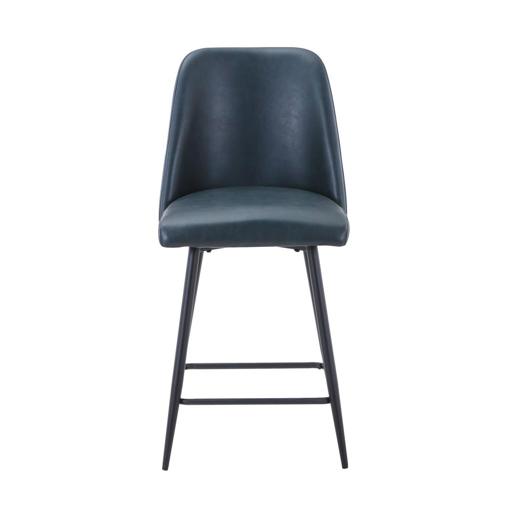 Mid-Century Modern Faux Leather Upholstered Counter Height Barstool (Set of 2). Picture 1