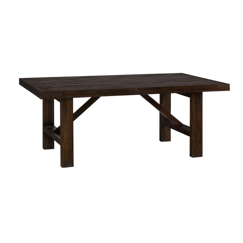 79" Distressed Rustic Solid Acacia Trestle Dining Table. Picture 2