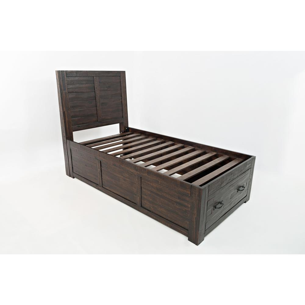 Rustic Distressed Acacia Twin Storage Bed. Picture 1