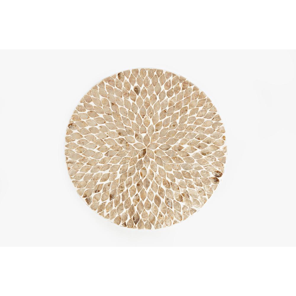 Round Capiz Accent Table - Sand. Picture 5