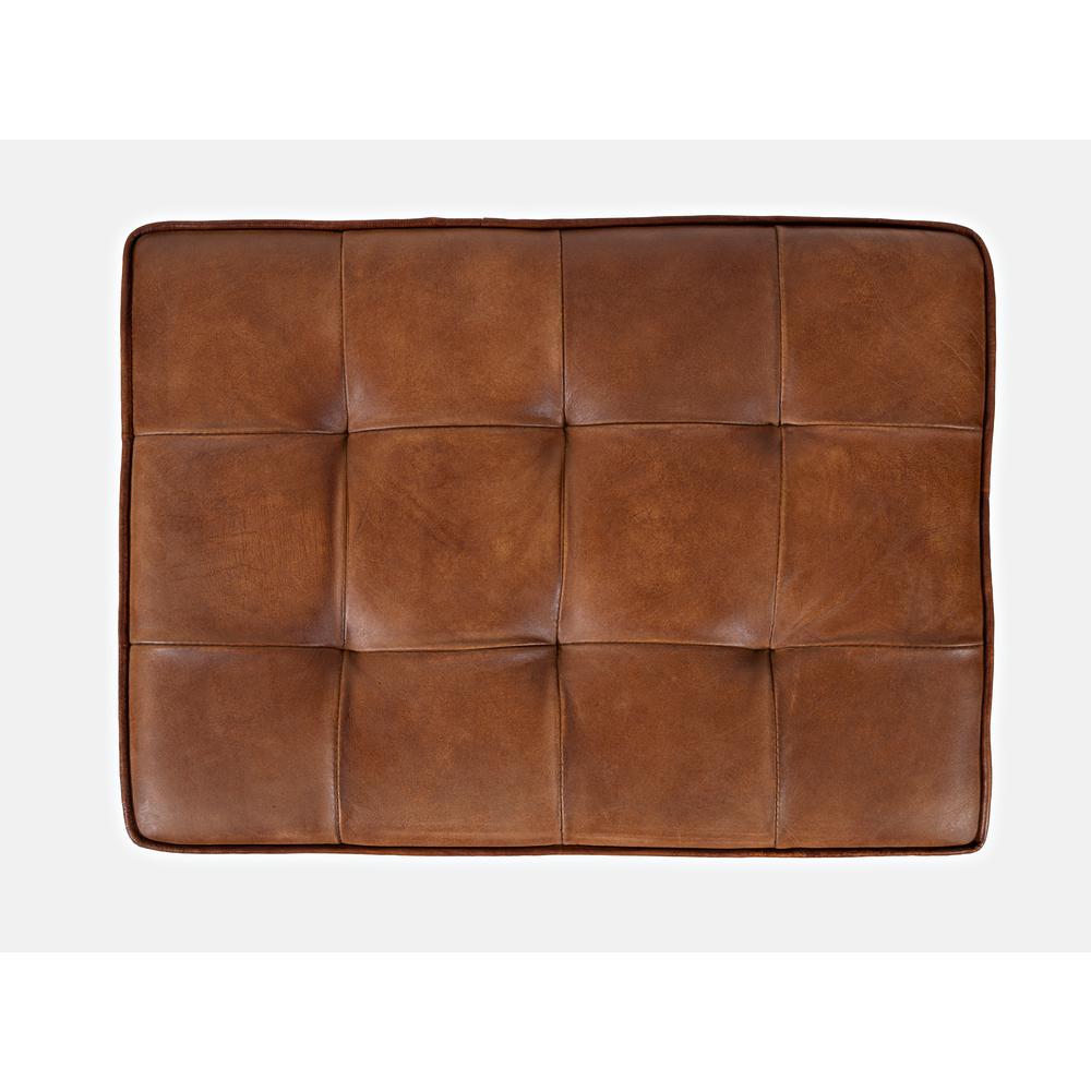 Genuine Leather Ottoman Saddle brown. Picture 8