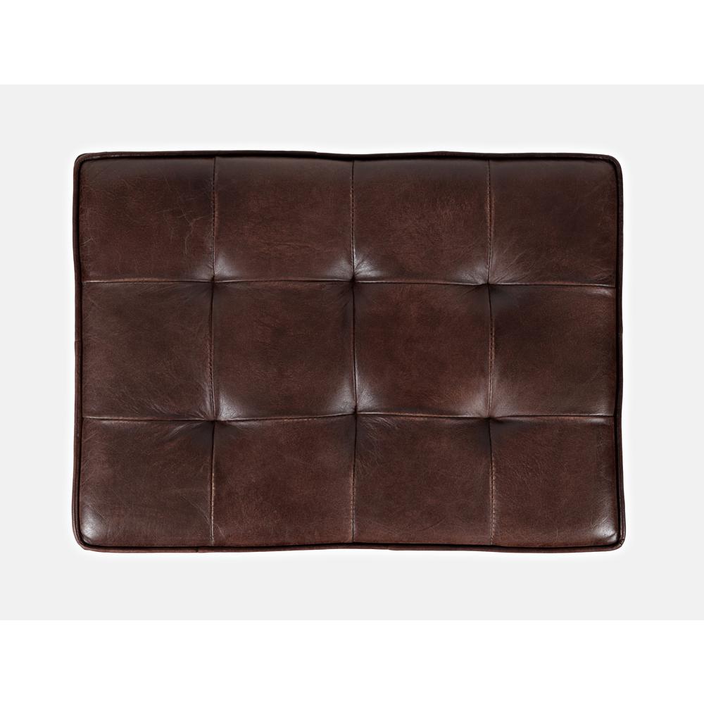 Genuine Leather Ottoman Dark Sienna brown. Picture 6