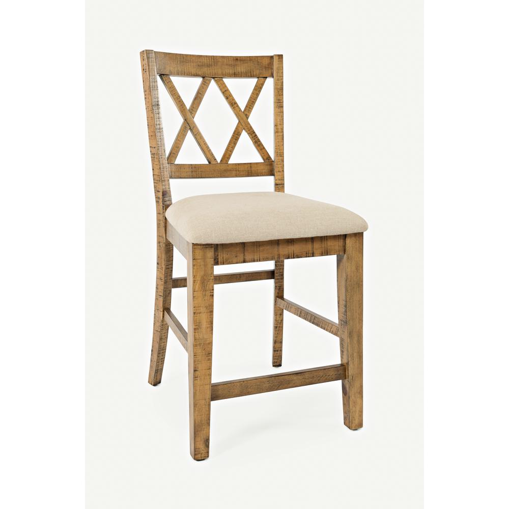 Counter Stool (Set of 2) Naturally Distressed Telluride, Cream Fabric. Picture 3