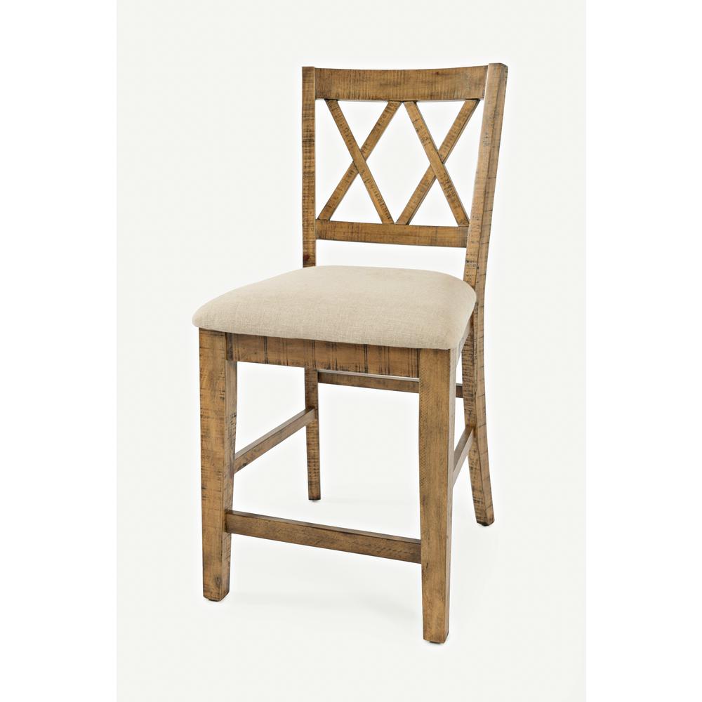 Counter Stool (Set of 2) Naturally Distressed Telluride, Cream Fabric. Picture 4