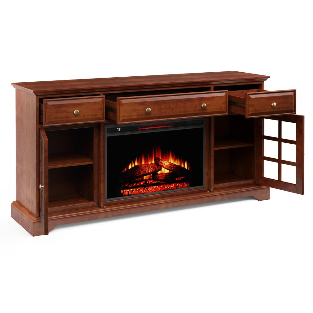 60'' Window Pane TV Stand With Electric Fireplace