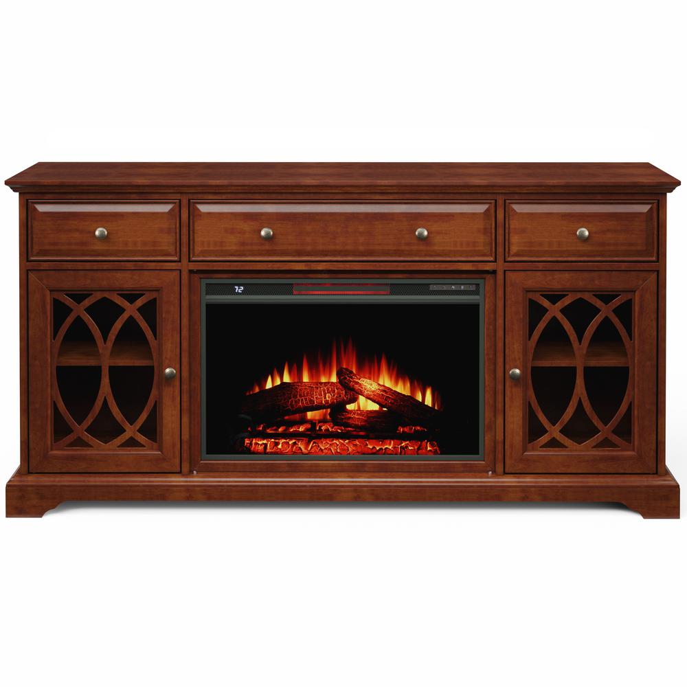 60'' Segmented TV Stand With Electric Fireplace