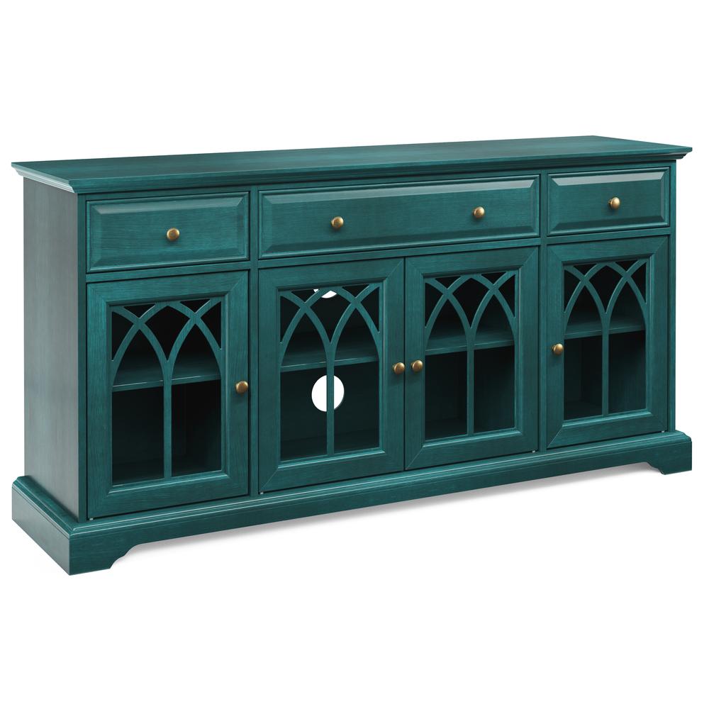 60'' Gothic Arch 4 Door TV Stand , Antique Blue. The main picture.