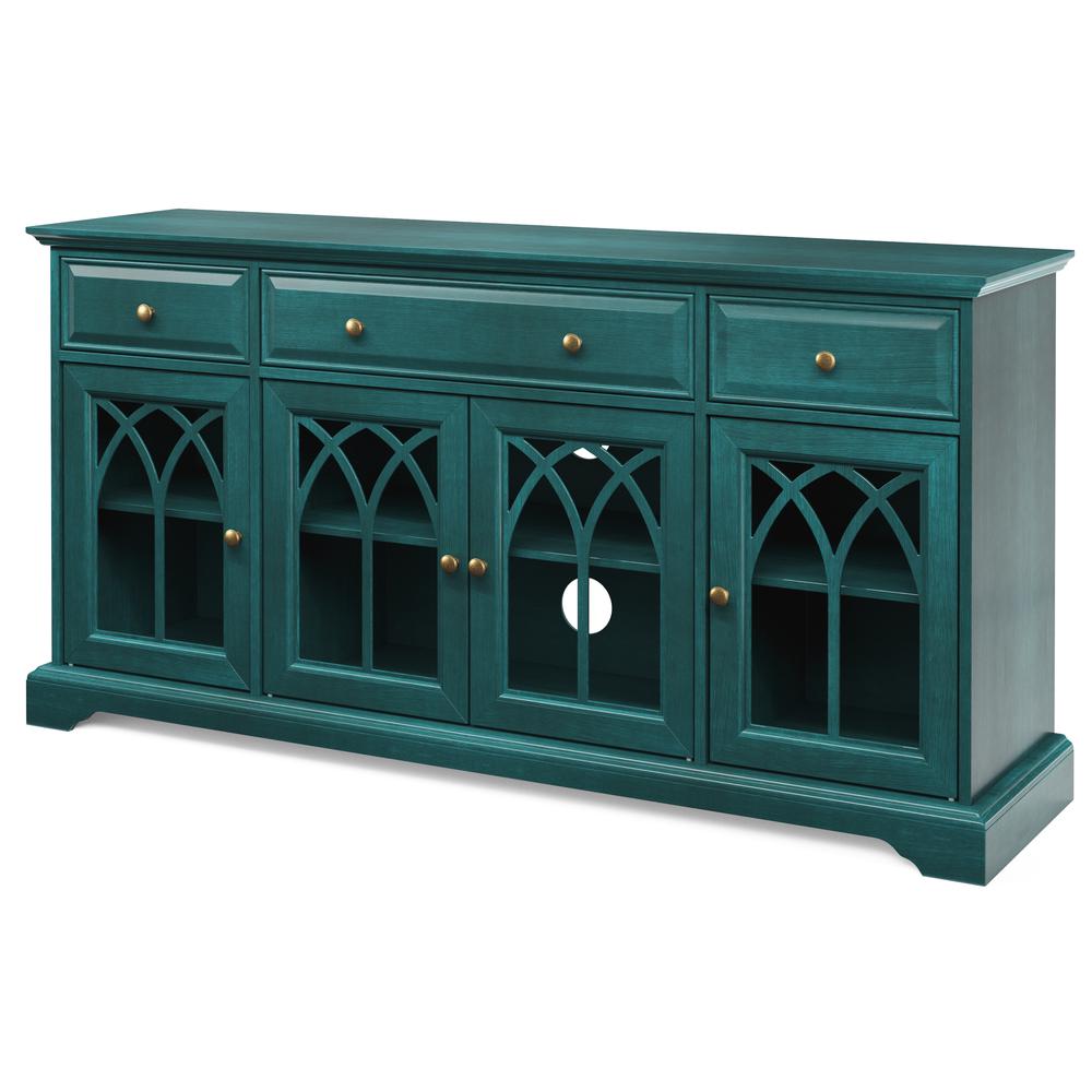 60'' Gothic Arch 4 Door TV Stand , Antique Blue. Picture 3