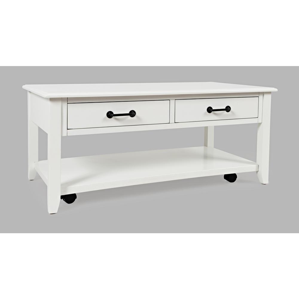 North Fork Acacia 2 Drawer Coffee Table with Casters. Picture 6