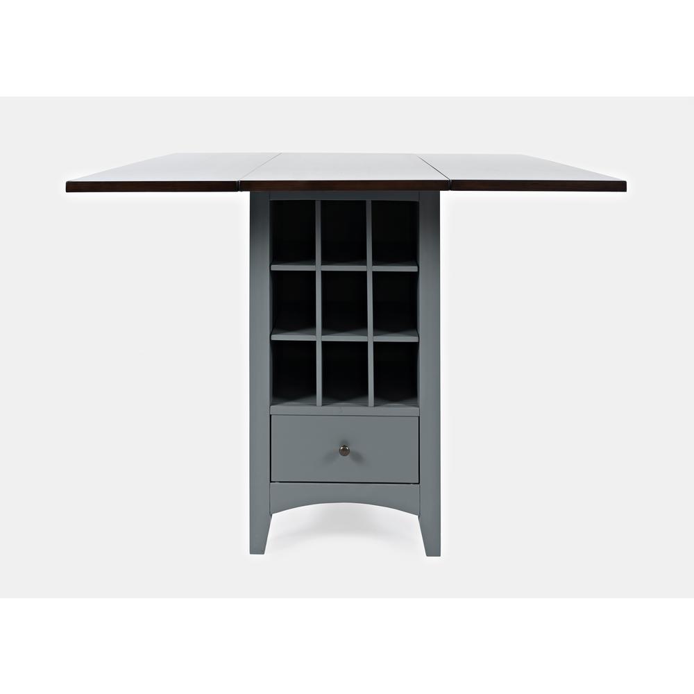 Farmhouse Storage Counter Drop Leaf Dining Table with Storage and Wine Rack. Picture 1