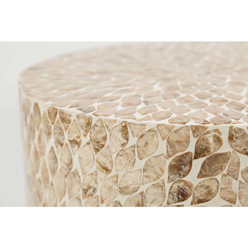 Round Capiz Accent Table - Sand. Picture 6