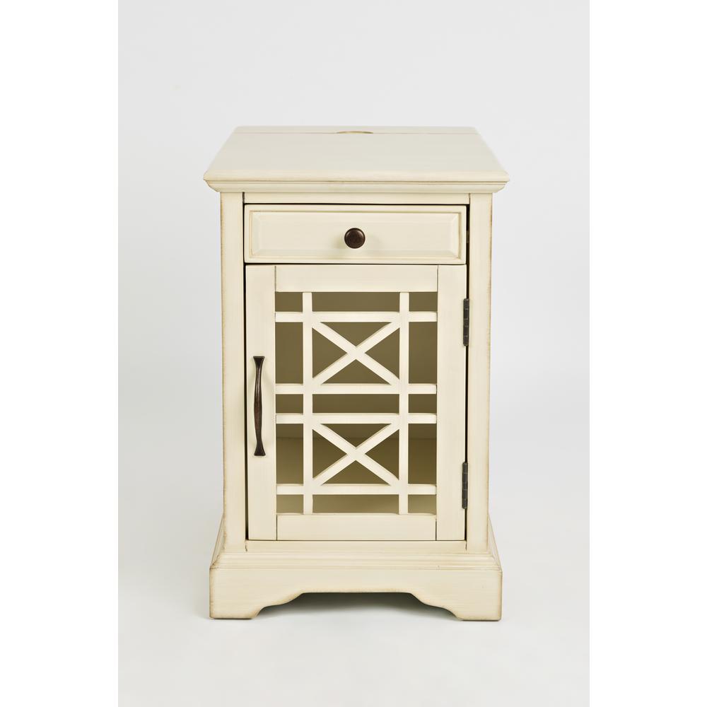 Power Chairside Table - Antique Cream. Picture 1