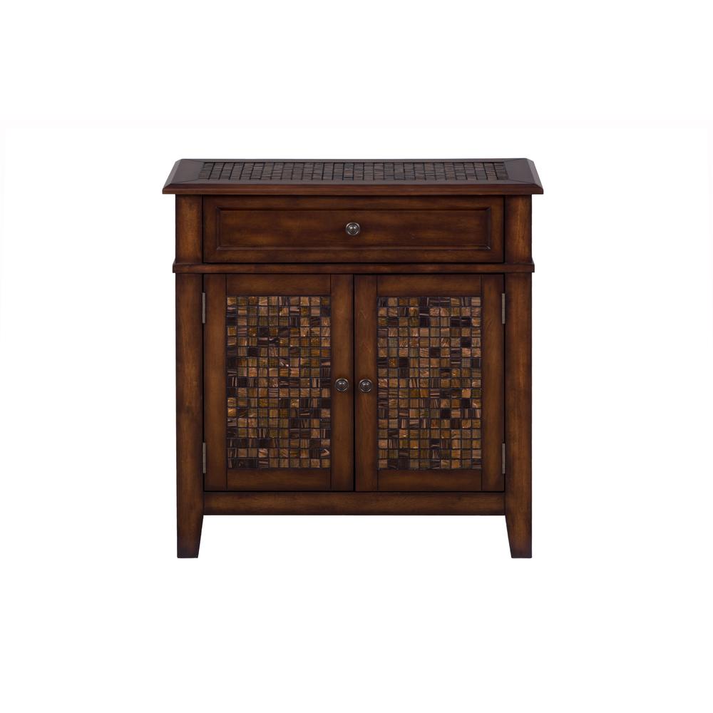 Brown Cocktail Table with Mosaic Tile Inlay. Picture 11