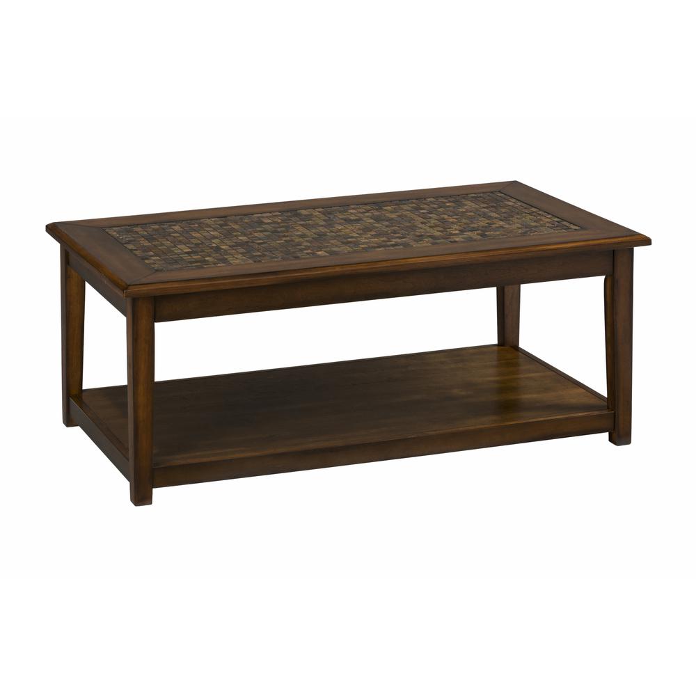 Brown Cocktail Table with Mosaic Tile Inlay. Picture 8