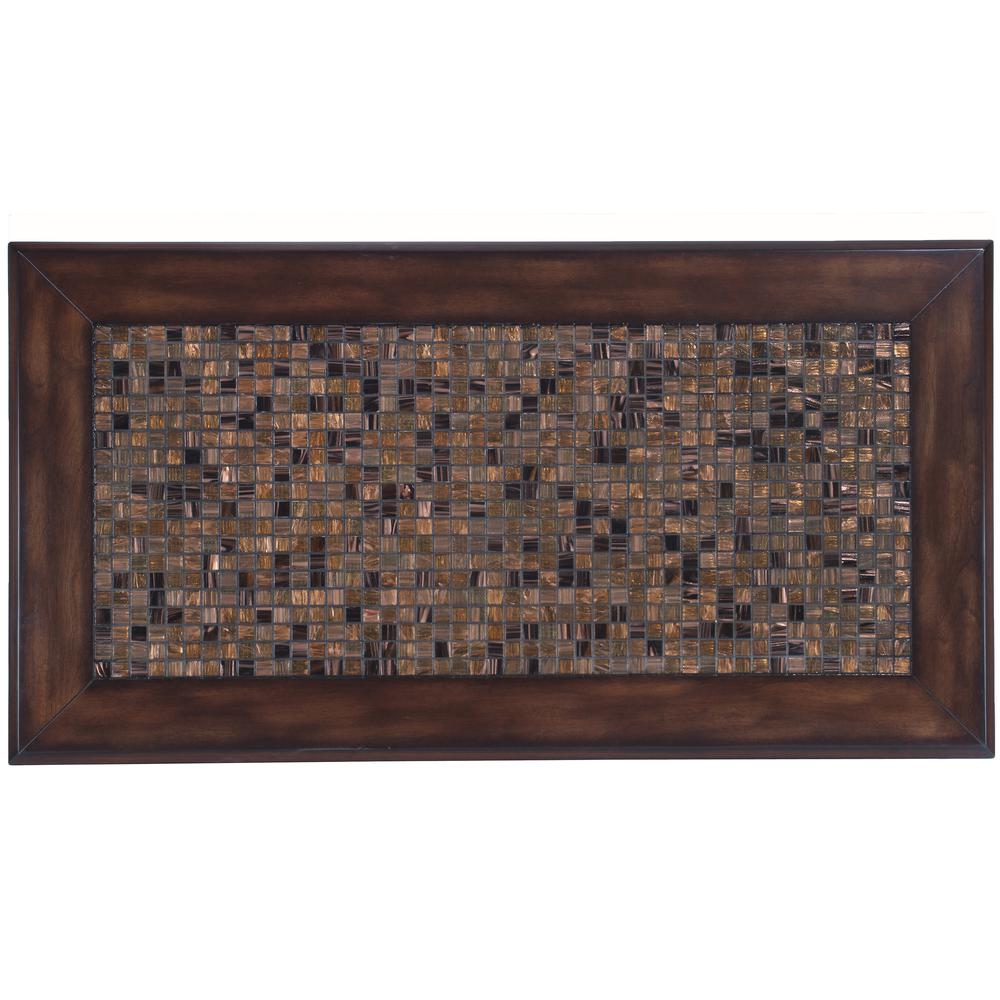 Brown Cocktail Table with Mosaic Tile Inlay. Picture 9
