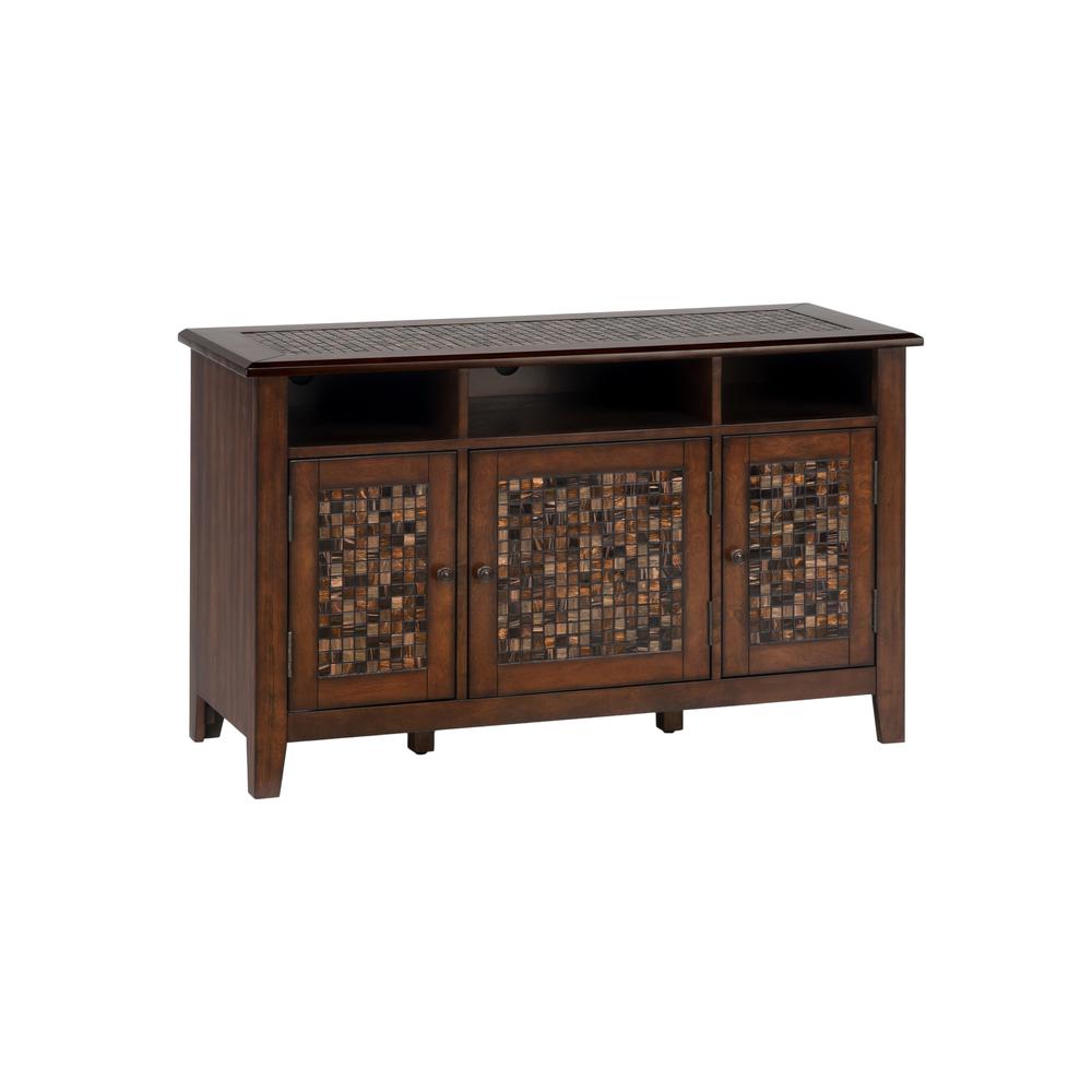 Brown Lift Top Cocktail Table with Mosaic Tile Inlay. Picture 5
