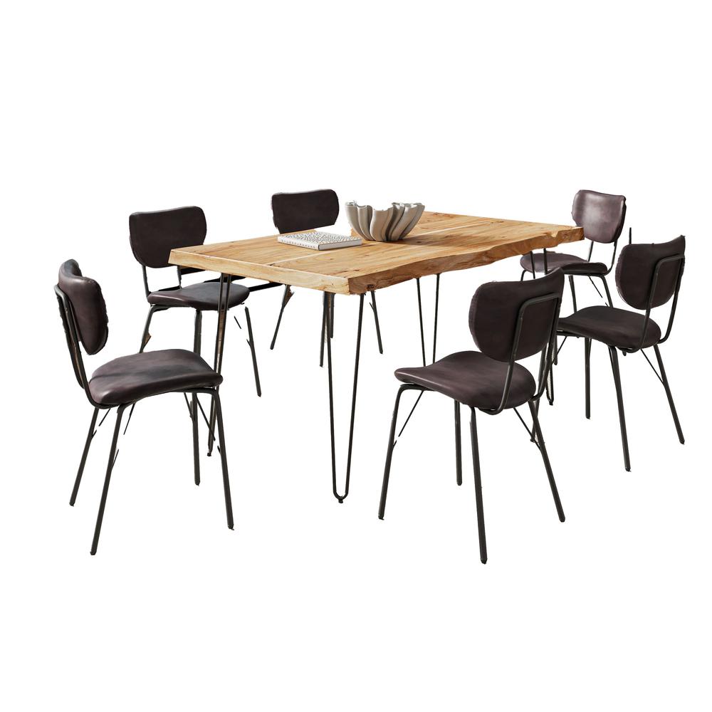 Modern Dining Set with Upholstered Contemporary Chairs - Natural and Dark Brown. Picture 2
