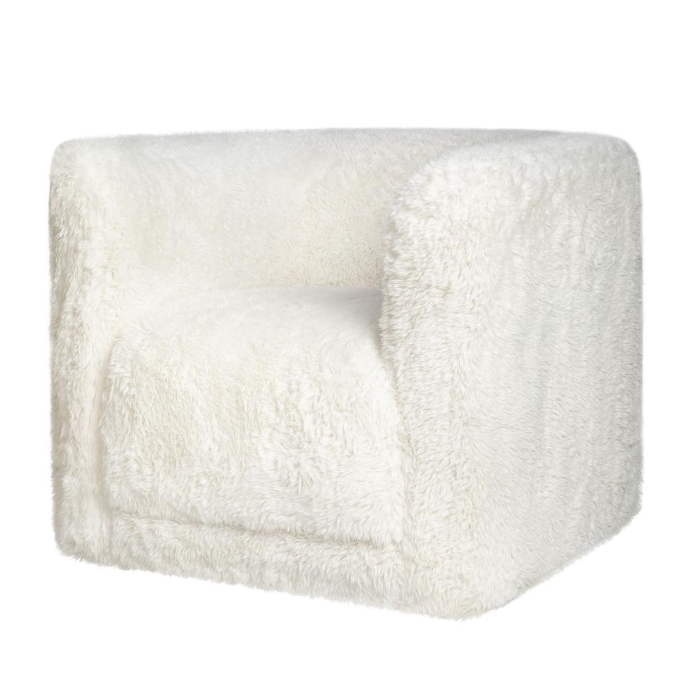 Luxury Plush Faux Fur Upholstered Swivel Accent Chair. Picture 2