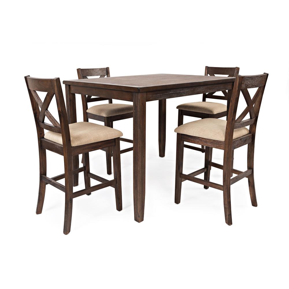Walnut Creek 5 Pack Dining Set - Counter Height Table with 4 Stools. Picture 1