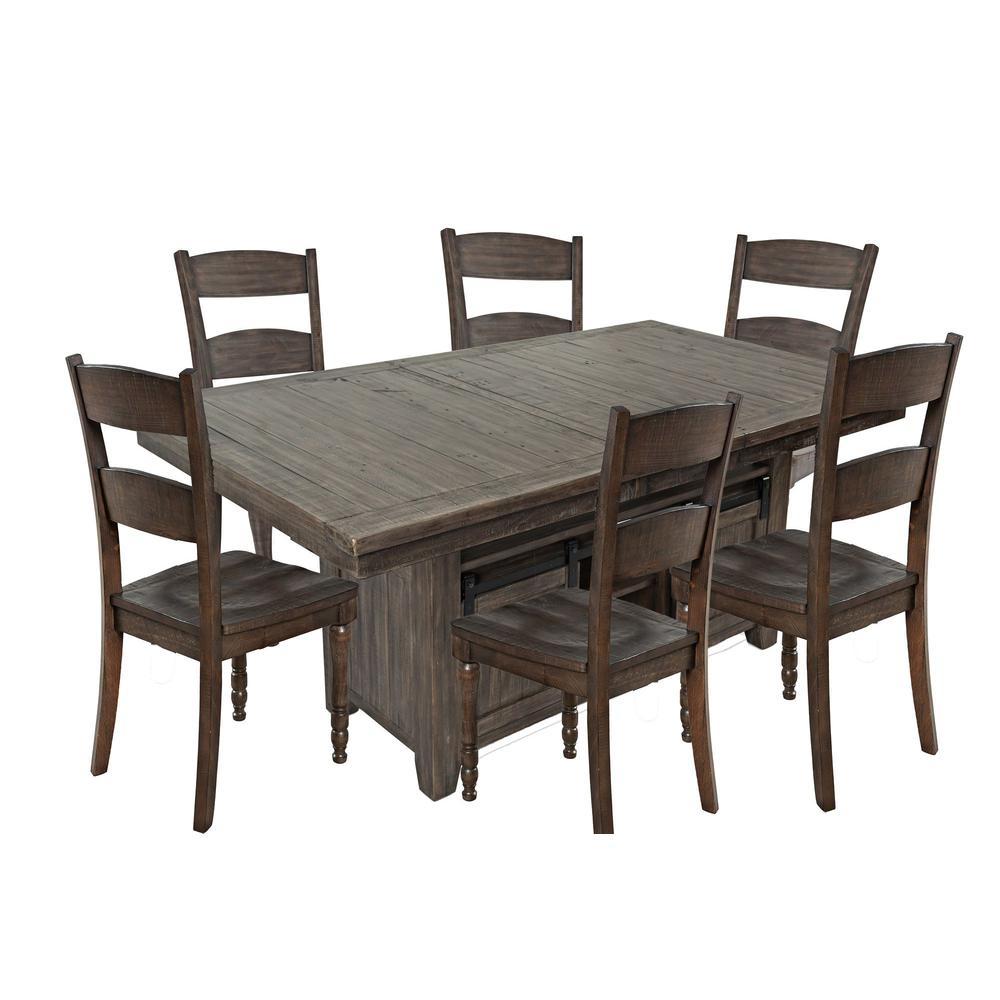 Reclaimed Pine 72" Farmhouse Storage Table Seven-Piece Dining Set. Picture 1
