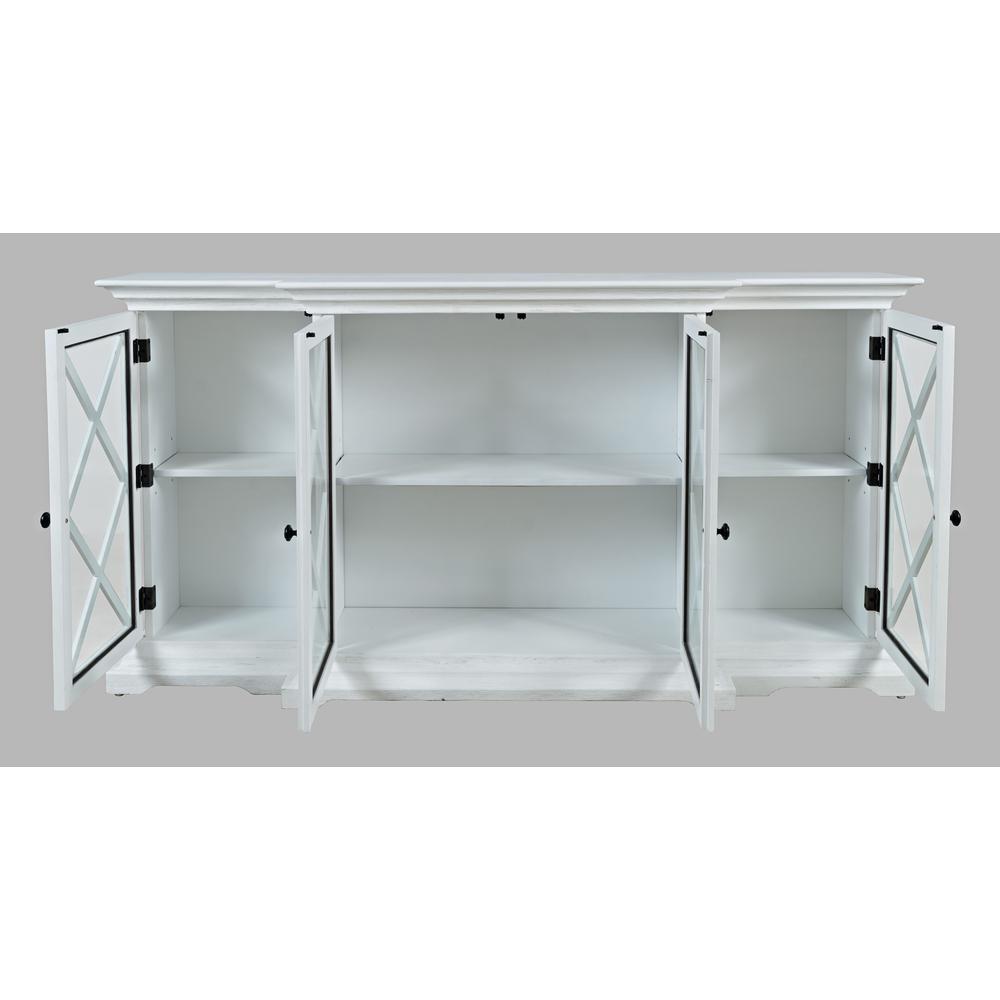 Carrington Contemporary Wire Brushed 70" Breakfront Accent Cabinet in Brushed White. Picture 5