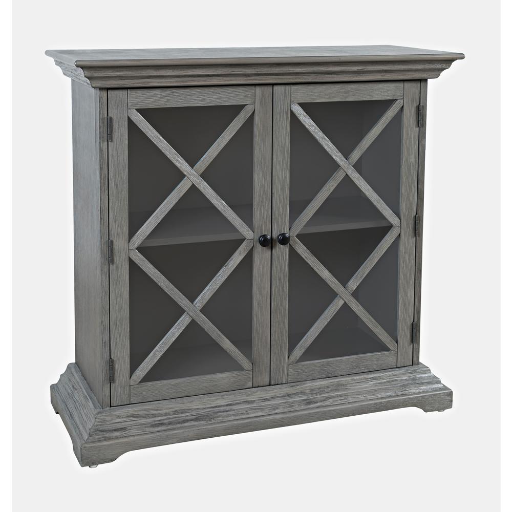 Carrington Contemporary Wire Brushed Two Door Accent Cabinet in Brushed Grey. Picture 5