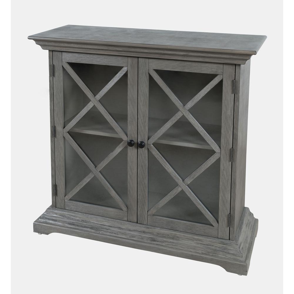 Carrington Contemporary Wire Brushed Two Door Accent Cabinet in Brushed Grey. Picture 7