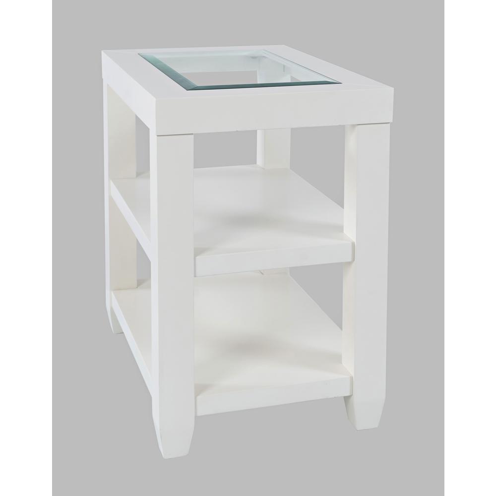 Contemporary Glass Inlay Chair Side End Table with Storage. Picture 3