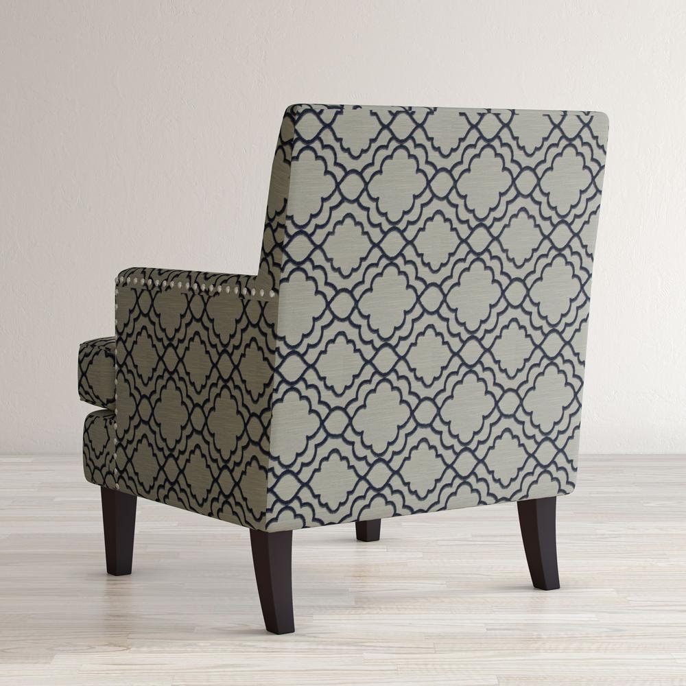 Contemporary Geometric Upholstered Accent Chair with Nailhead Trim. Picture 3