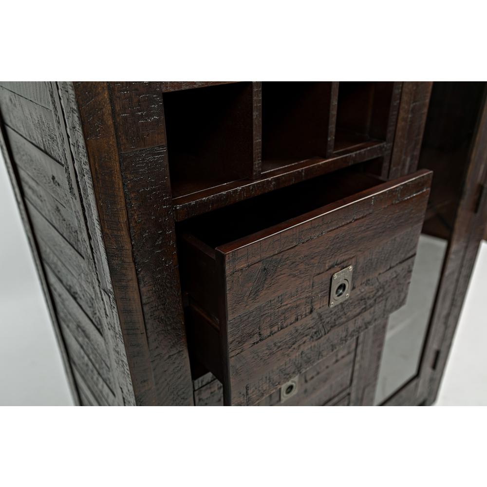 Distressed Rustic Solid Acacia Pantry Cabinet with Wine Rack. Picture 5