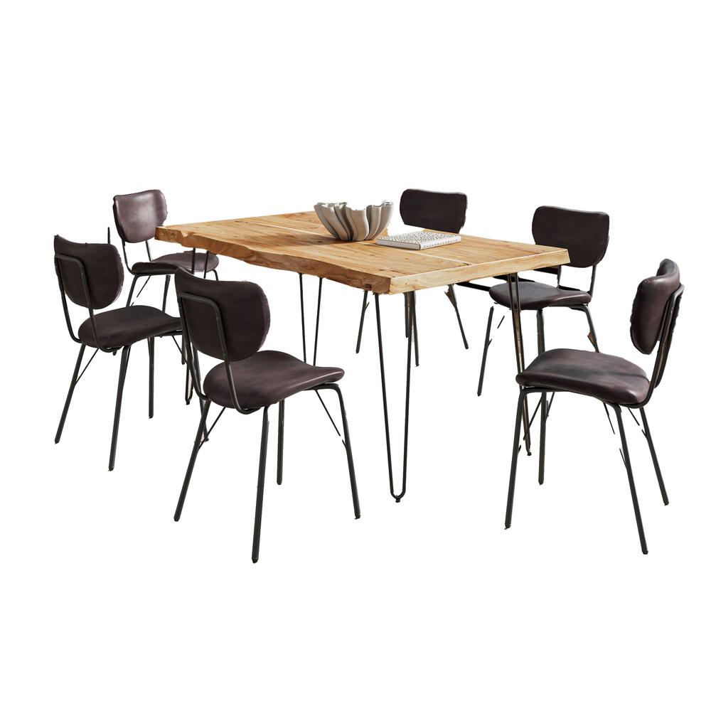 Modern Dining Set with Upholstered Contemporary Chairs - Natural and Dark Brown. Picture 1