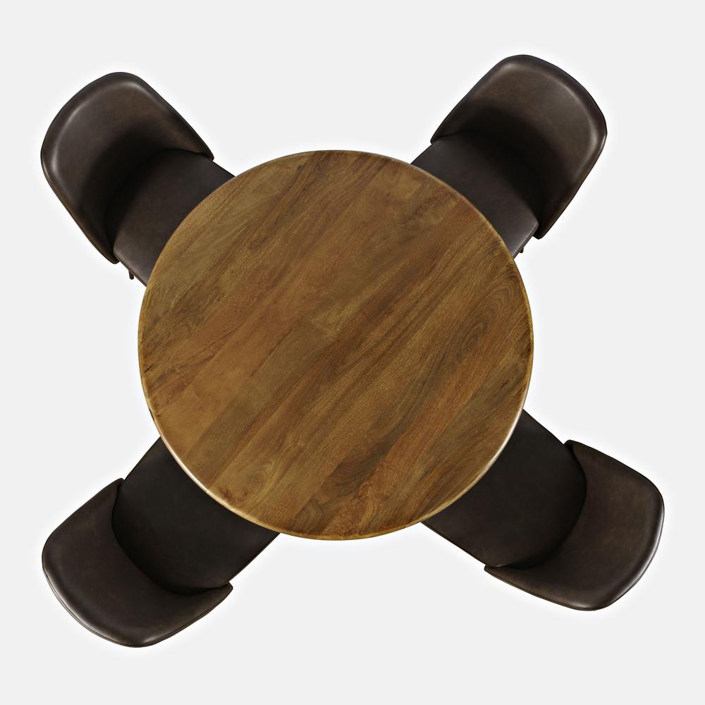 5 Piece Round  Solid Wood Counter Height Dining Set with Upholstered Barstools. Picture 3
