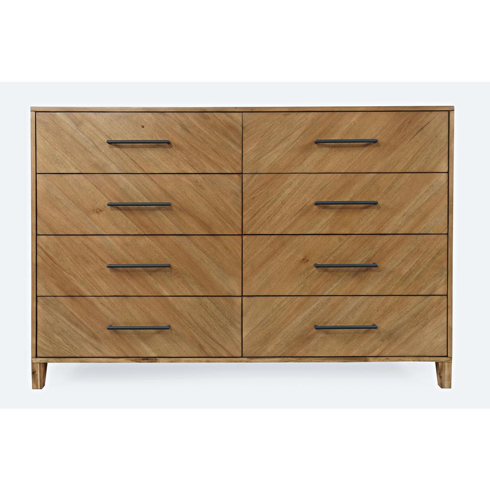 Eloquence Contemporary Modern 62" Dresser with Metal Hardware and Storage Drawers, Natural. Picture 1