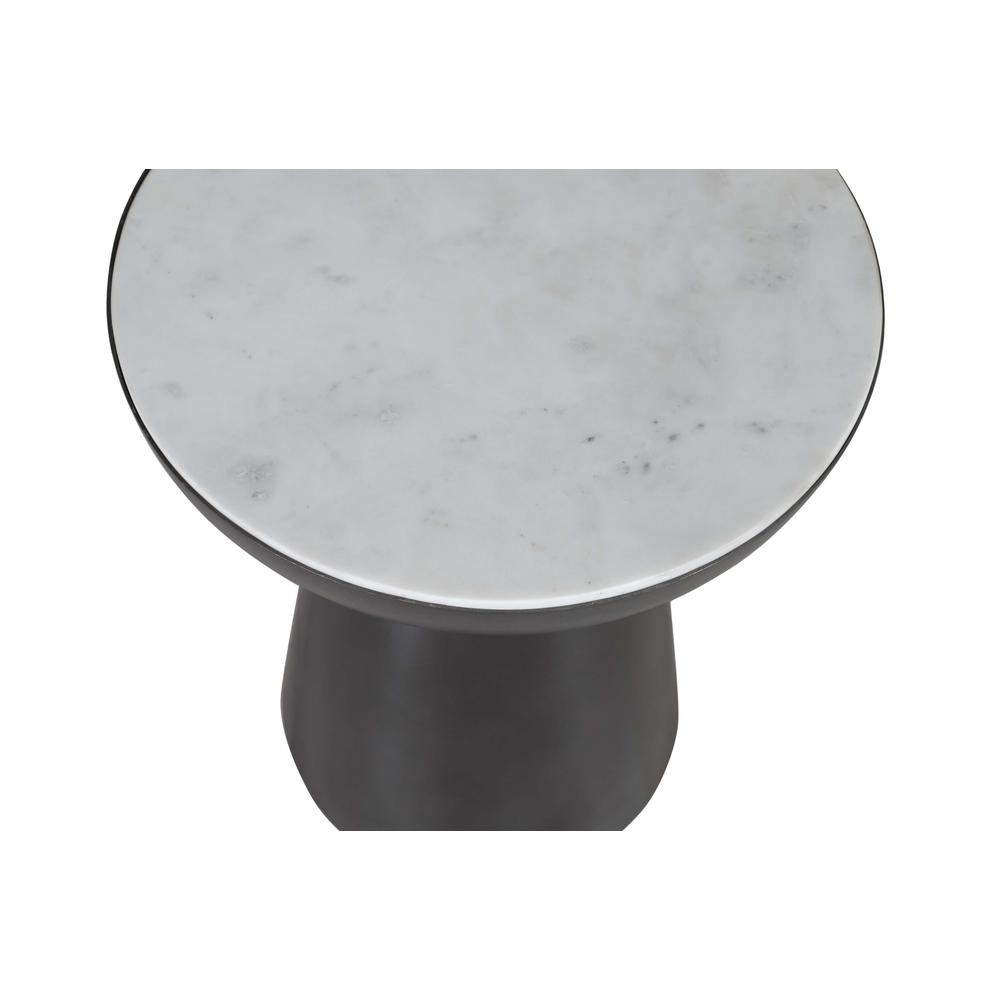 Modern Luxury Marble and Iron 18" Round Pedestal End Table. Picture 5