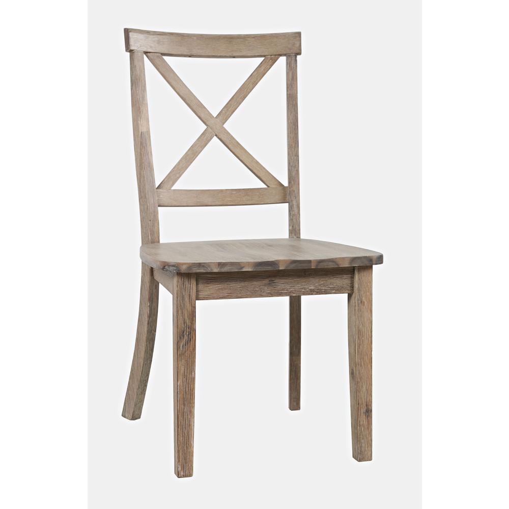 Coastal Wire-Brushed Acacia X-Back Acacia Dining Chair (Set of 2). Picture 8