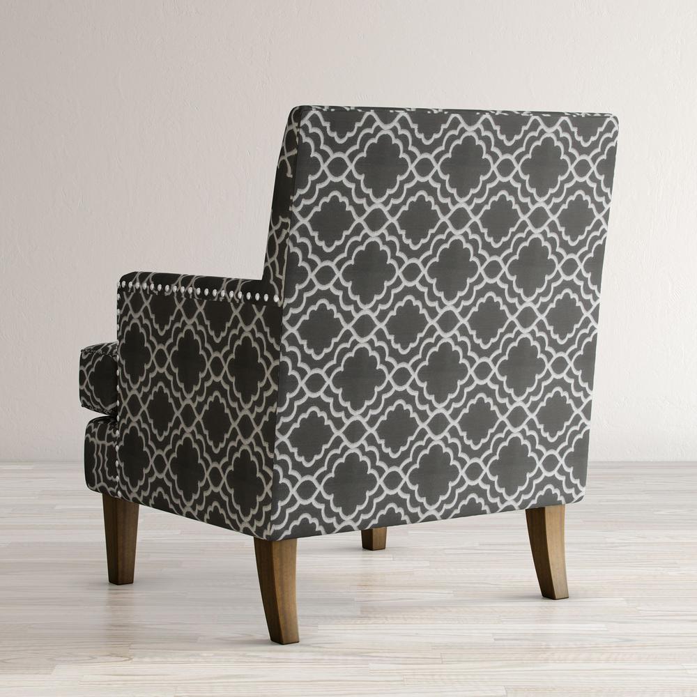 Contemporary Geometric Upholstered Accent Chair with Nailhead Trim. Picture 3