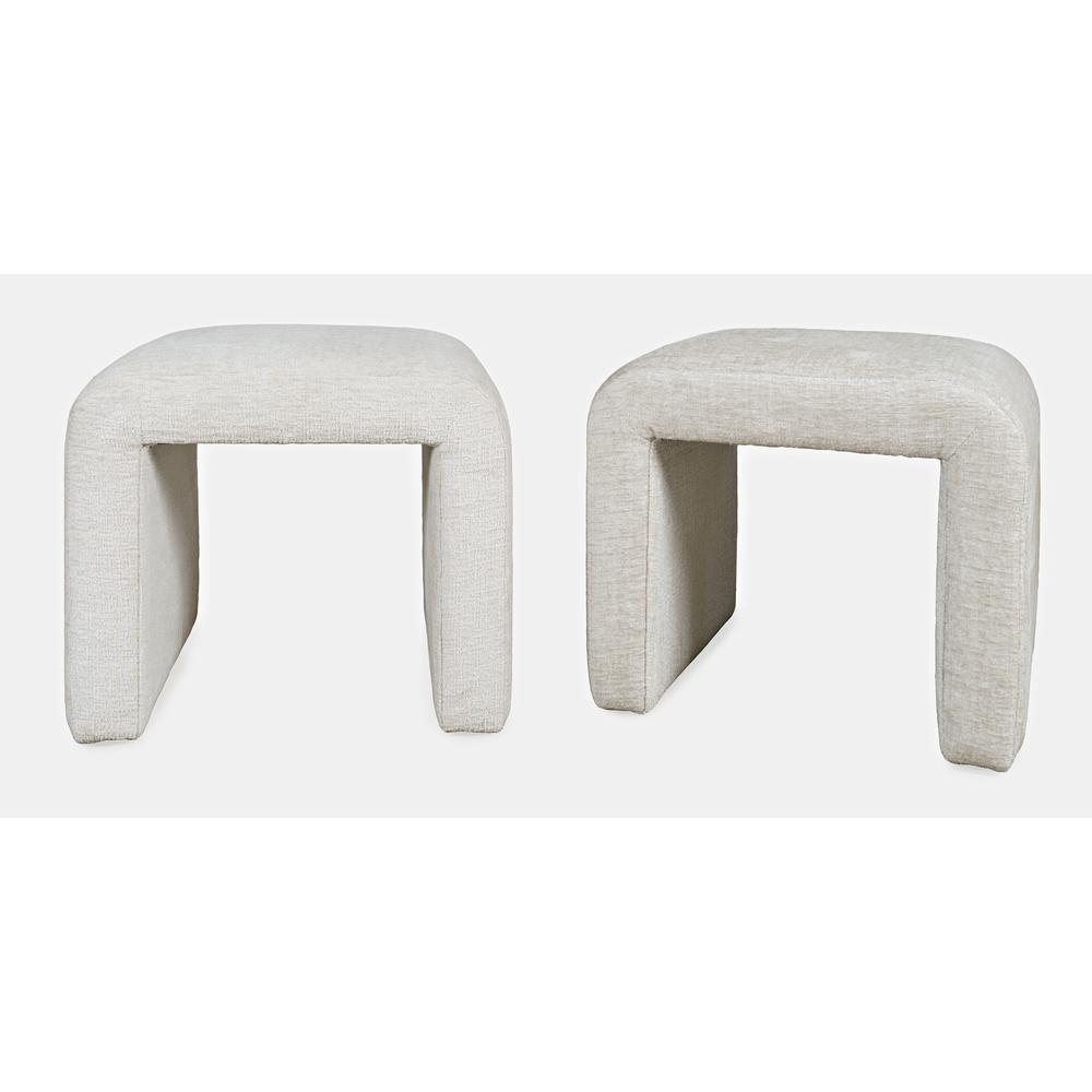 Modern Luxury Curved Upholstered Jacquard Petite Ottoman Bench - Set of 2. Picture 9