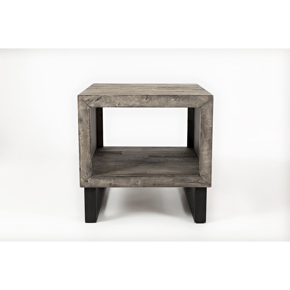 Mulholland Drive Modern Distressed Solid Wood End Table. Picture 1