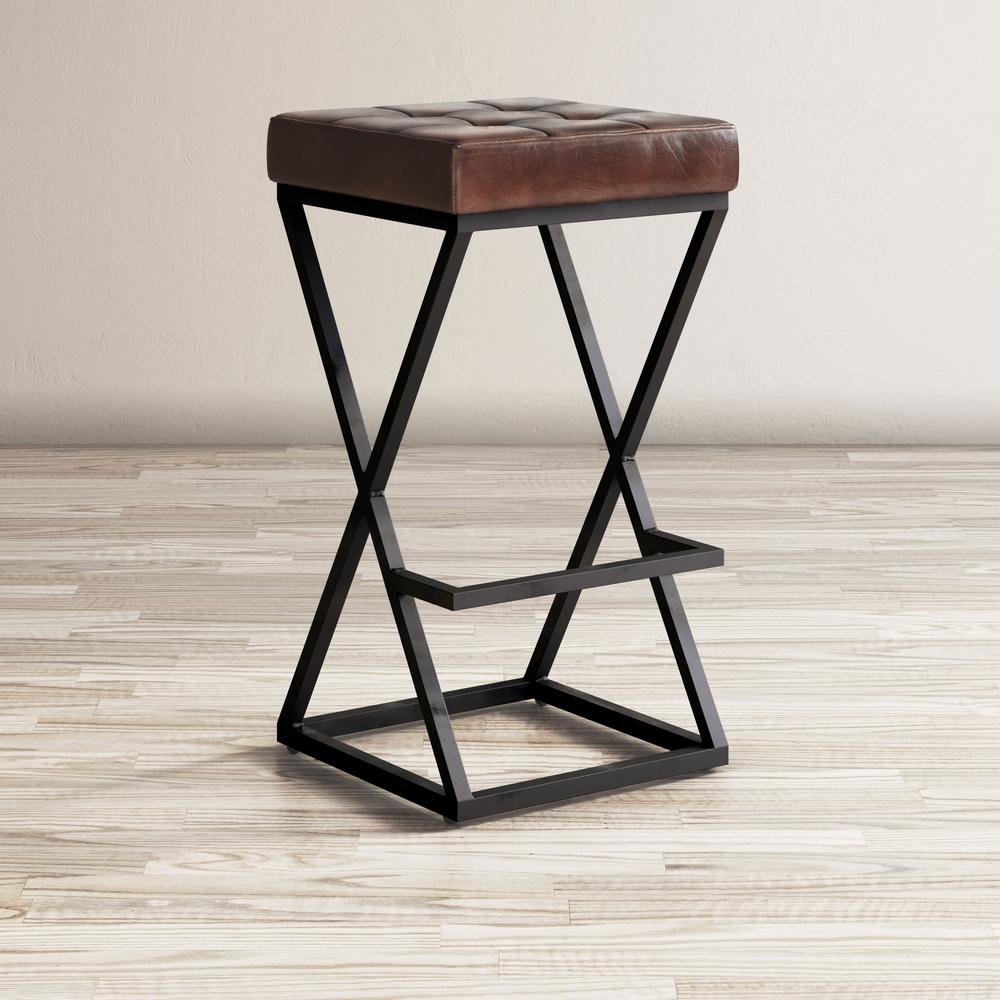 ed Modern Leather Backless Stool. Picture 10