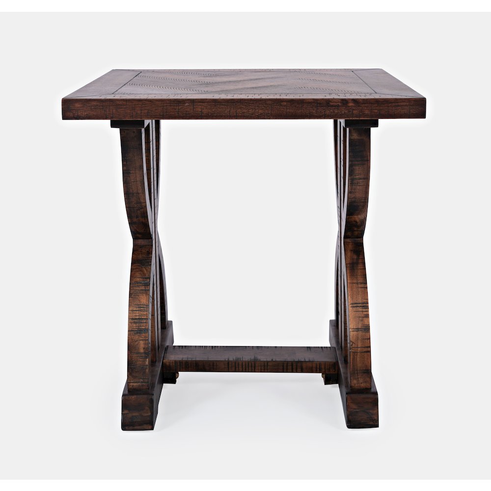 Fairview Transitional Herringbone Distressed Acacia End Table. Picture 1