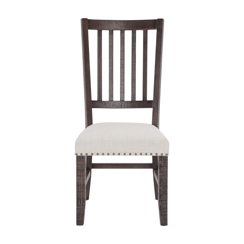 Distressed Solid Pine Upholstered Slatback Chair (Set of 2). Picture 1