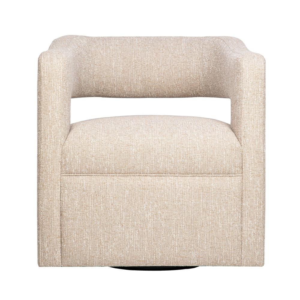 Modern Sculpted Curved Upholstered Swivel Accent Chair. Picture 1