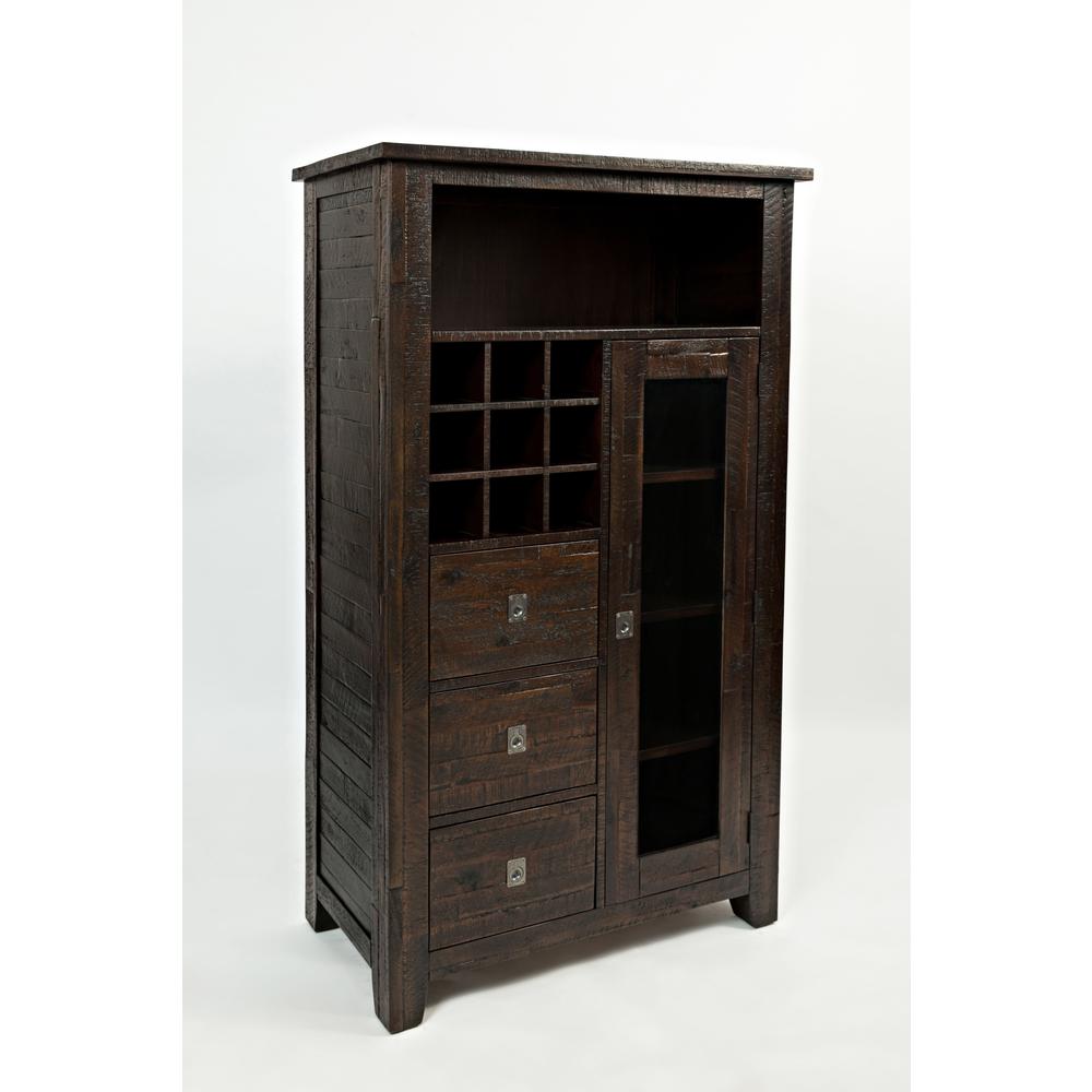 Distressed Rustic Solid Acacia Pantry Cabinet with Wine Rack. Picture 9