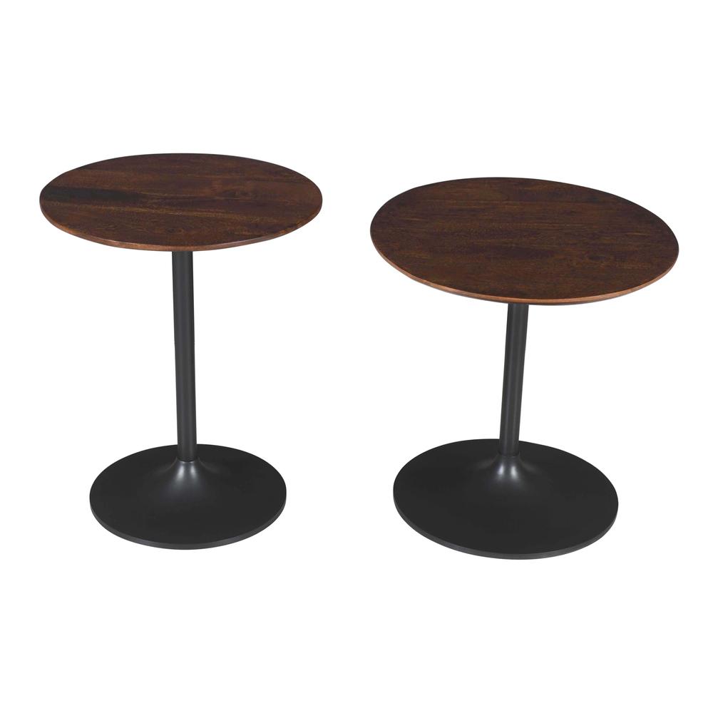and Iron Modern Pedestal Accent Tables (Set of 2). Picture 1
