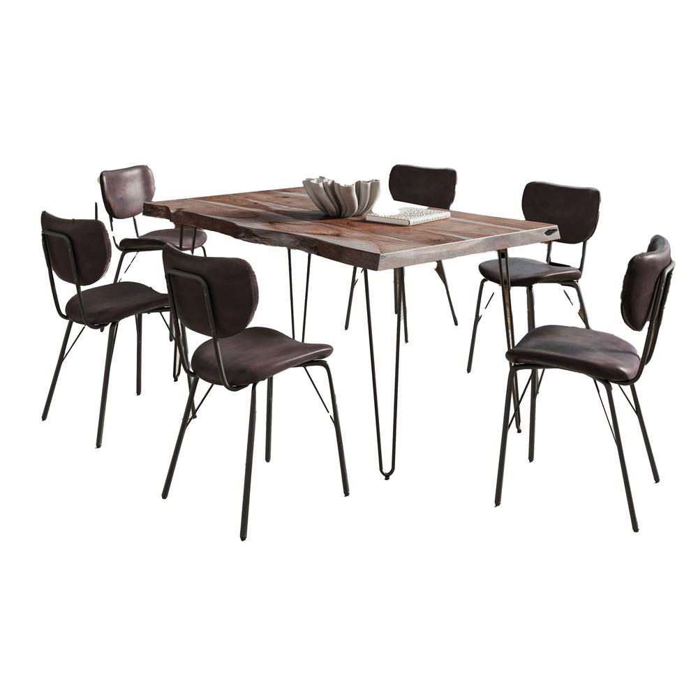 Modern Dining Set with Upholstered Contemporary Chairs - Slate and Dark Brown. Picture 1