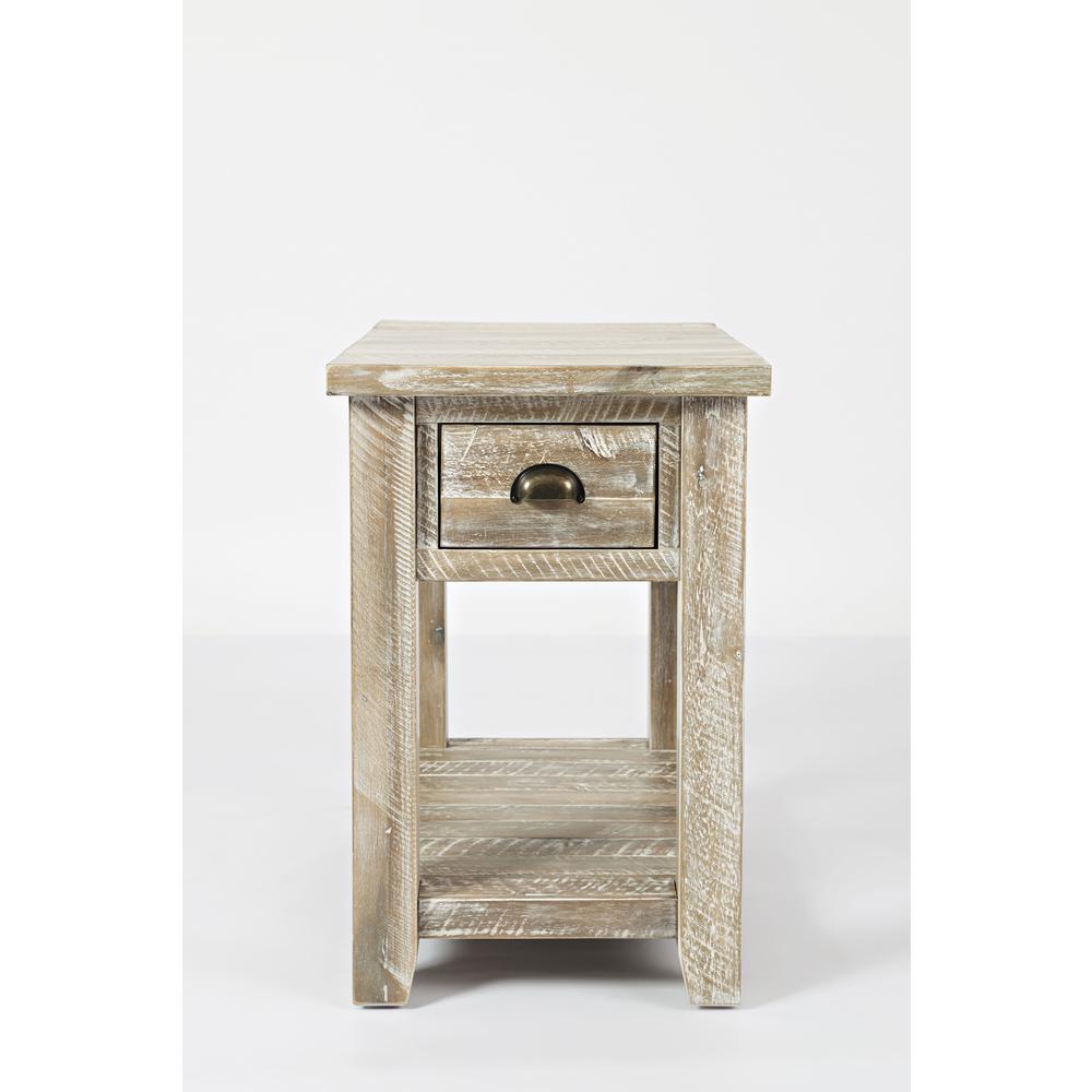 Rustic Farmhouse Distressed Acacia Chairside Table. Picture 1
