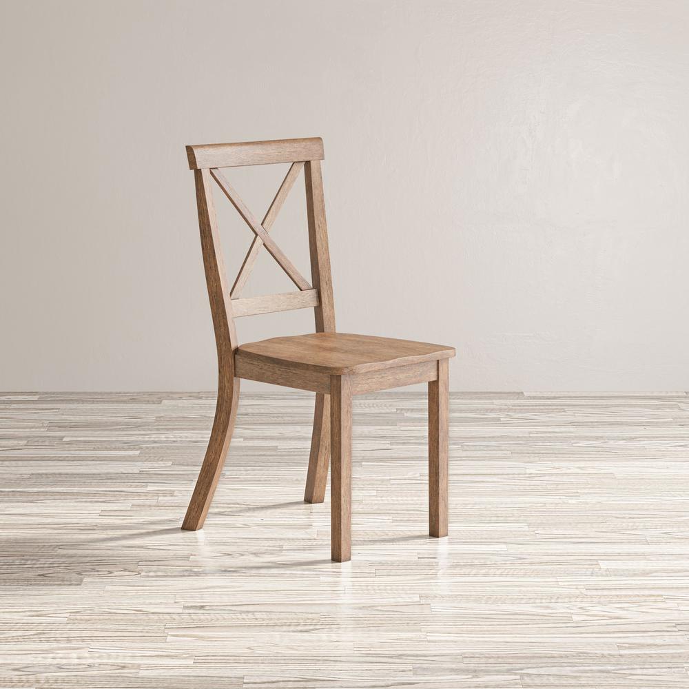 Coastal Wire-Brushed Acacia X-Back Acacia Dining Chair (Set of 2). Picture 13